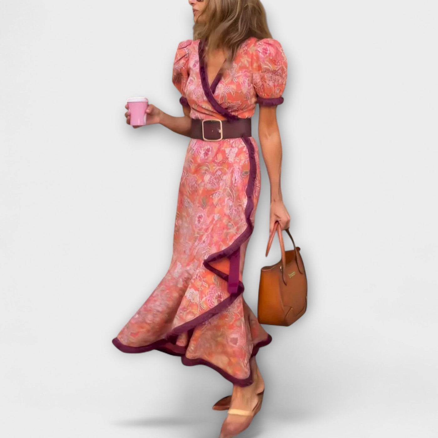 Elegancka Różowa Sukienka maxi