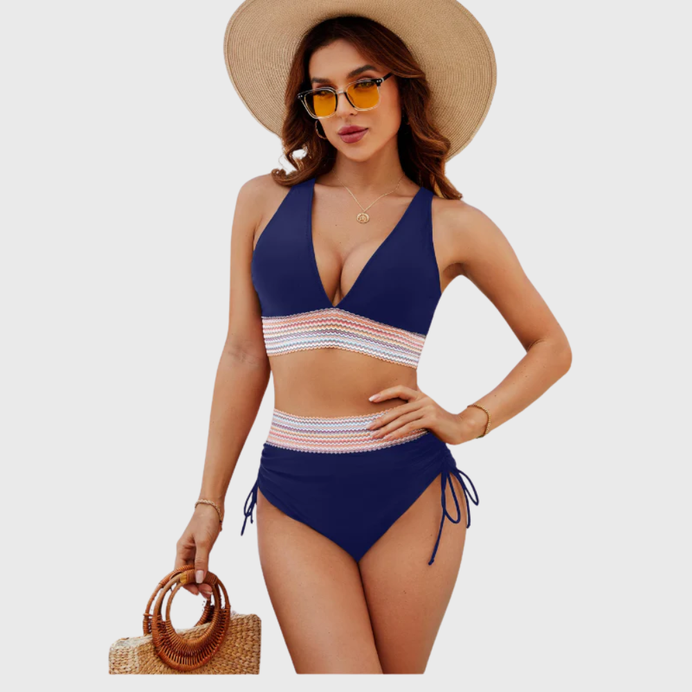 Zestaw Bikini z Kontrolą Brzucha i Wysokim Stanem