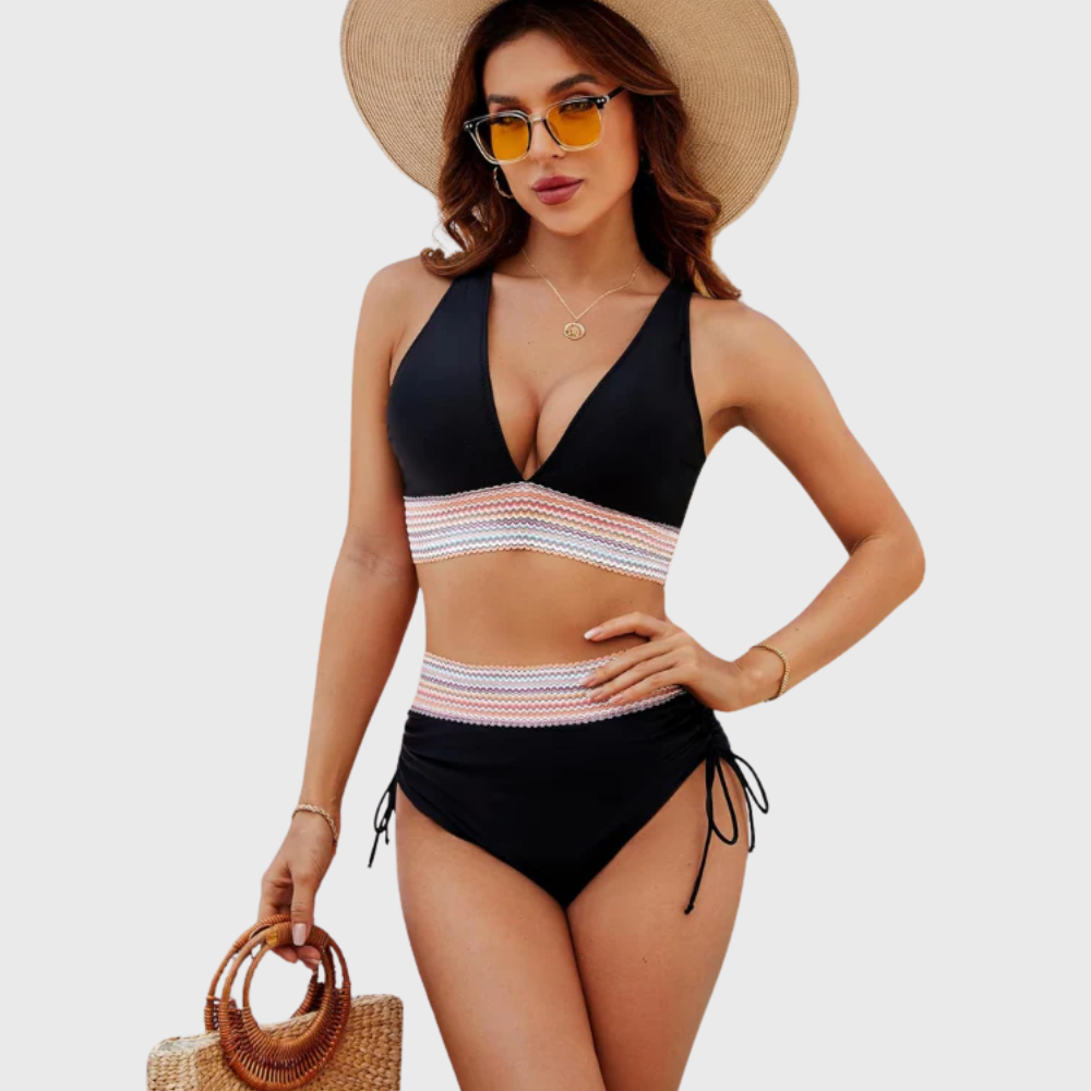 Zestaw Bikini z Kontrolą Brzucha i Wysokim Stanem
