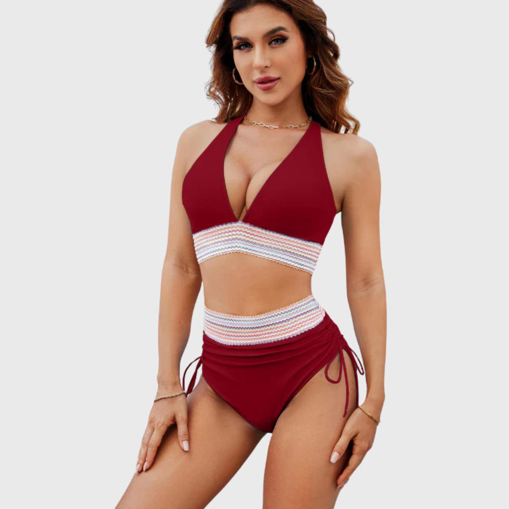 Zestaw Bikini z Kontrolą Brzucha i Wysokim Stanem