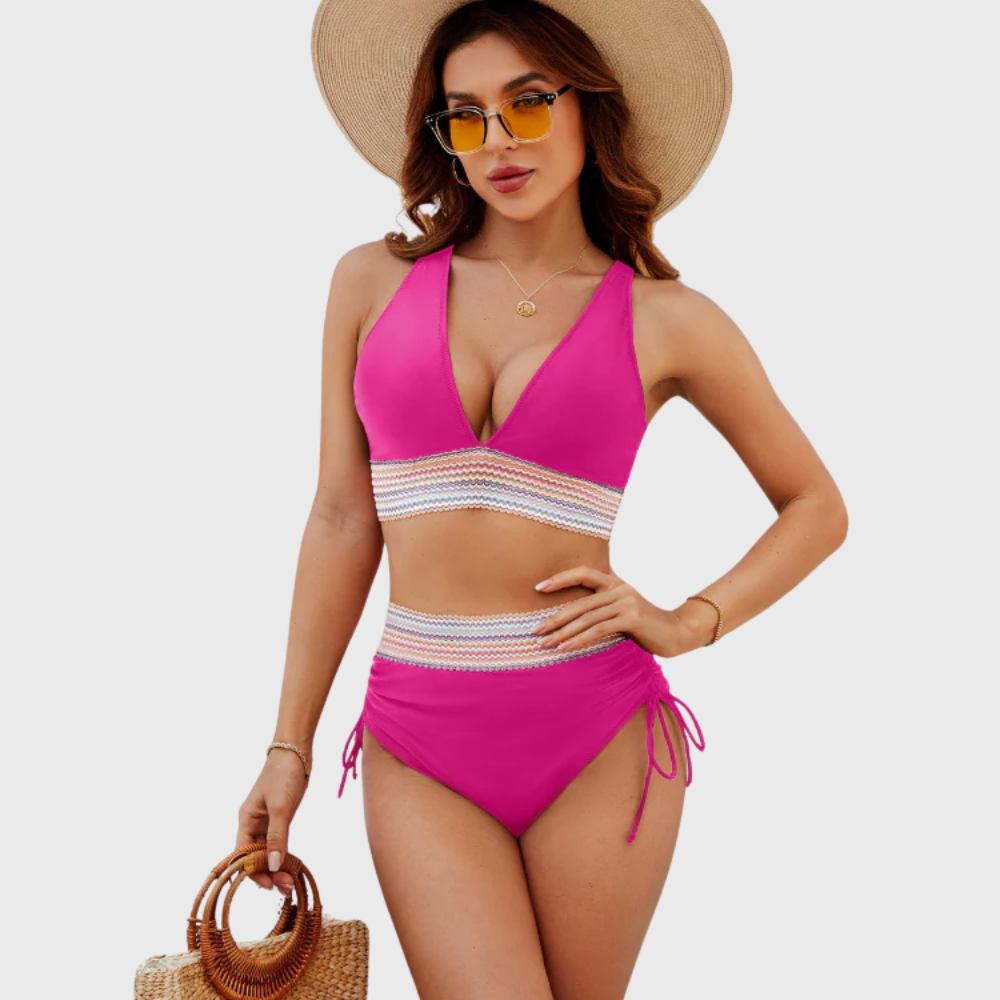 Zestaw Bikini z Kontrolą Brzucha i Wysokim Stanem