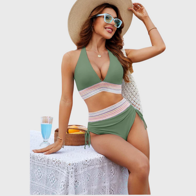 Zestaw Bikini z Kontrolą Brzucha i Wysokim Stanem
