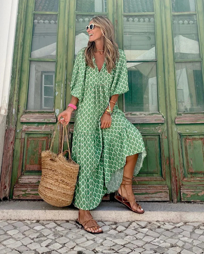 Elin | Boho Bawełniana Sukienka Maxi