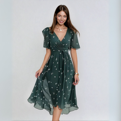 Lina™ | Stylowa Sukienka z Krótkim Rękawem