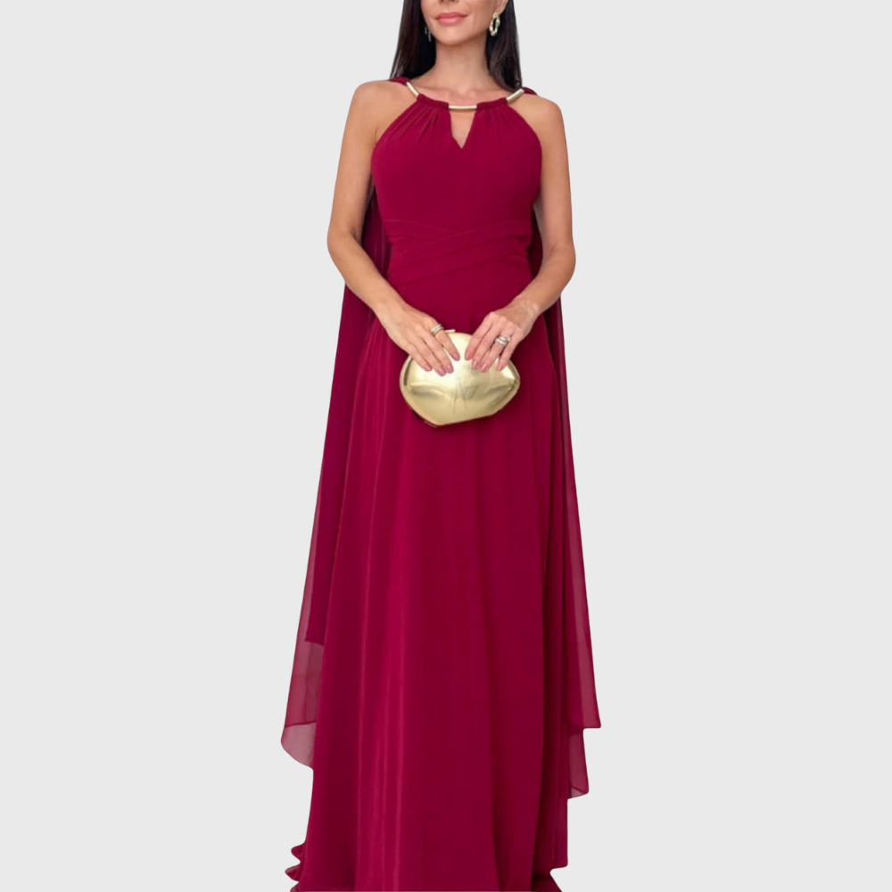 Elegancka sukienka maxi z pelerynami