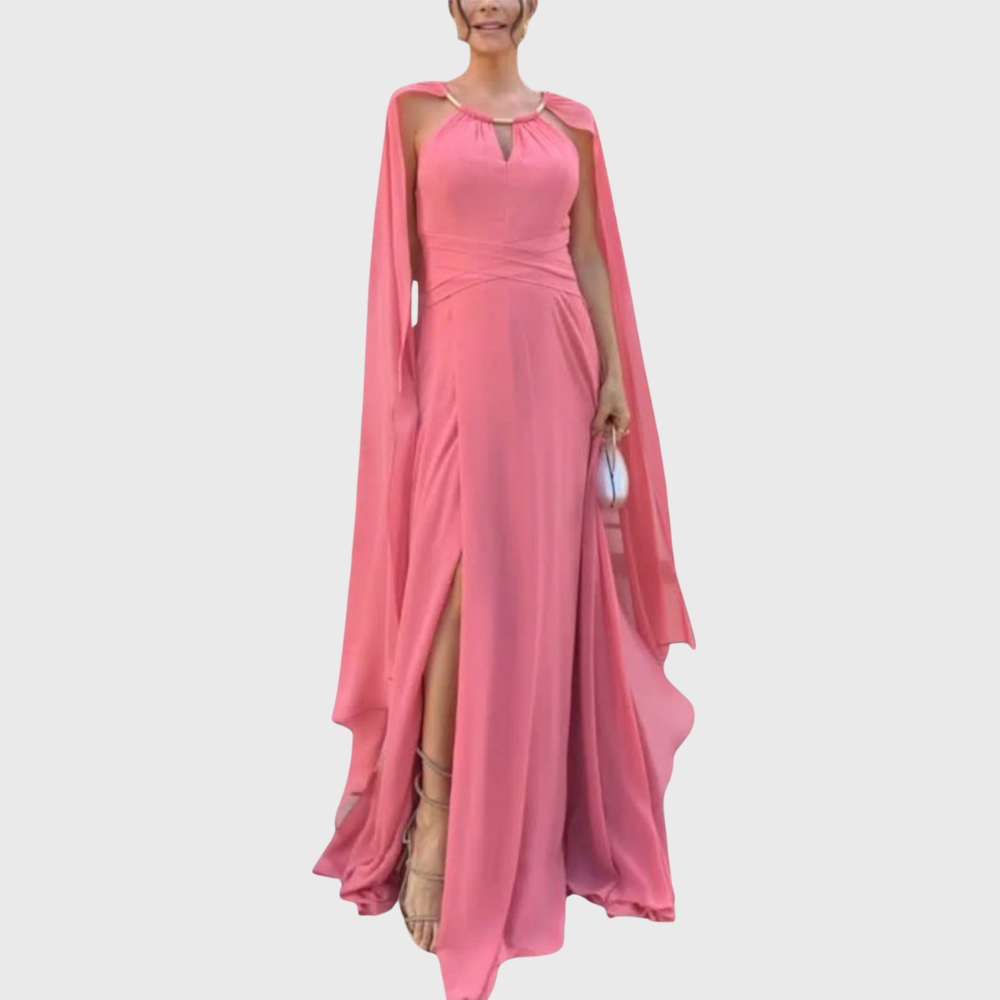 Elegancka sukienka maxi z pelerynami