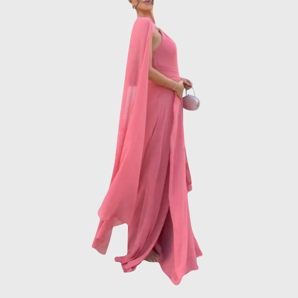 Elegancka sukienka maxi z pelerynami