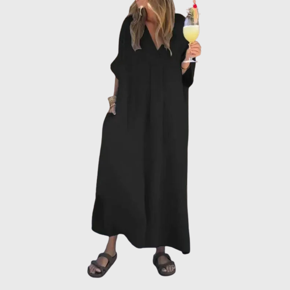 Elegancka damska sukienka maxi z dekoltem w szpic